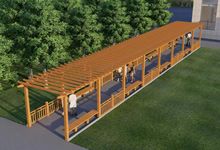 防腐木廊架高清效果圖片、木質(zhì)葡萄架、花架效果圖