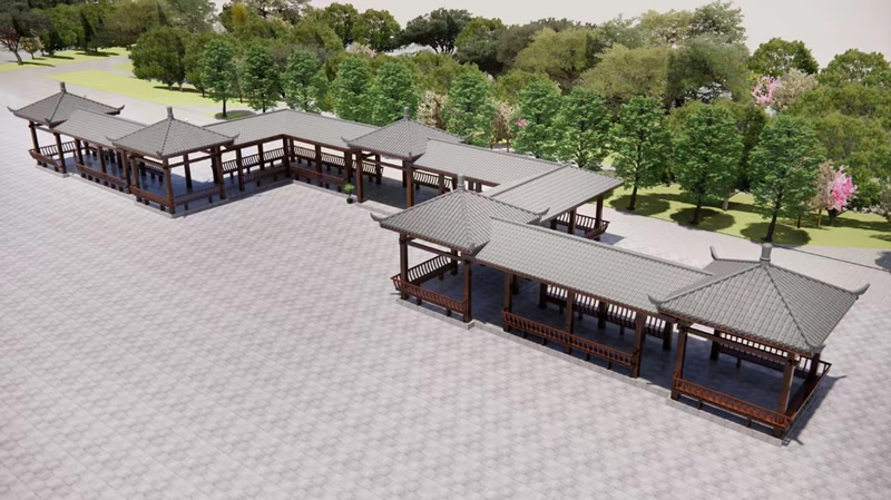 防腐木長(zhǎng)廊效果圖