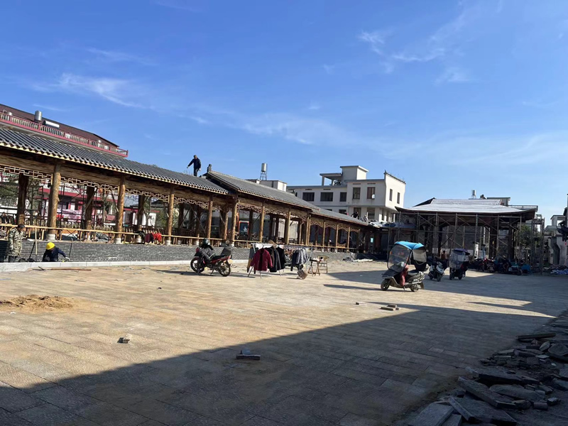 實(shí)木長(zhǎng)廊涼亭圖片