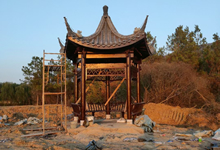 五角涼亭生產(chǎn)廠(chǎng)家，防腐木古建五角涼亭圖片