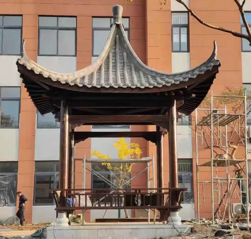 碳化木景觀四角涼亭